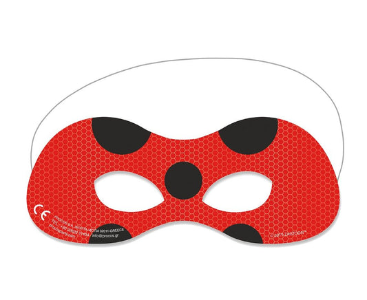 Χάρτινη Μάσκα Miraculous LadyBug (6 τεμ)