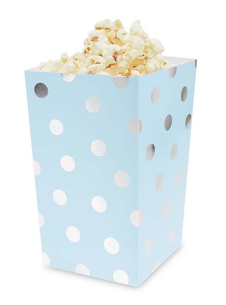 Χάρτινο κουτί ποπ- κορν γαλάζιο με ασημί πουά (4 τεμ)