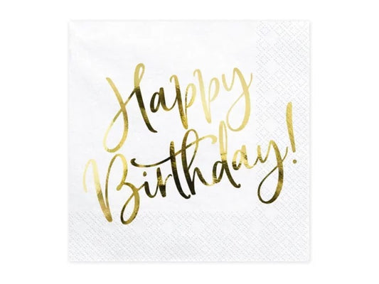 Χαρτοπετσέτες Happy Birthday Ροζ Χρυσό (20 τεμ)