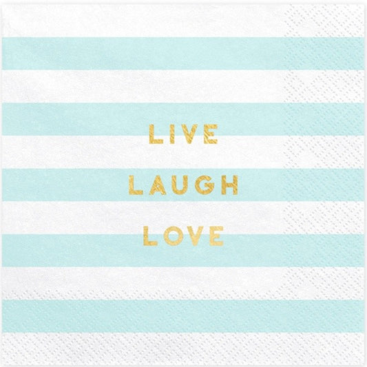 Χαρτοπετσέτες Γαλάζιες ριγέ - Live Laugh Love (20 τεμ)