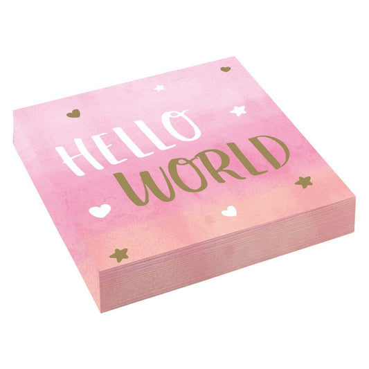 Χαρτοπετσέτες Hello World ροζ (16 τεμ)