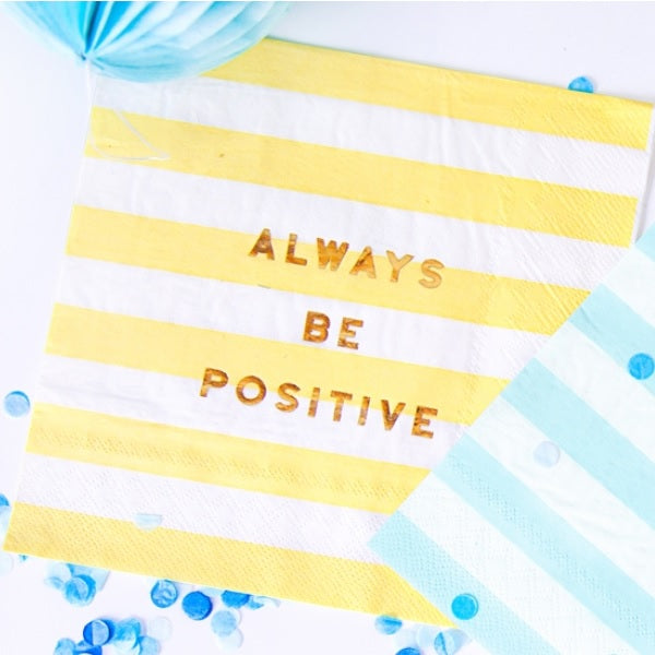 Χαρτοπετσέτες Κίτρινες ριγέ - Always Be Positive (20 τεμ)