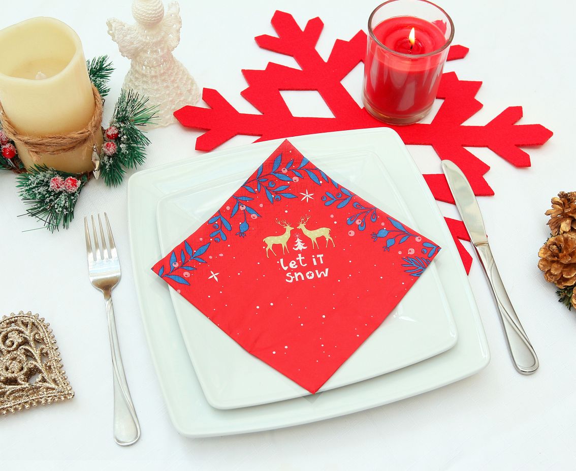Χαρτοπετσέτες κόκκινες Let It Snow (20 τεμ)