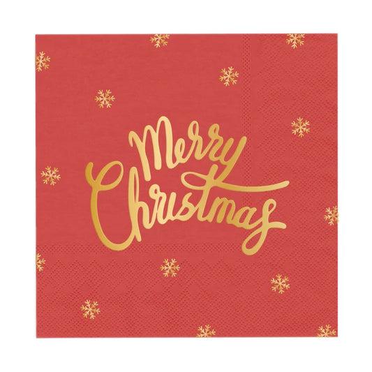 Χαρτοπετσέτες κόκκινες Merry Chrtistmas (10 τεμ)