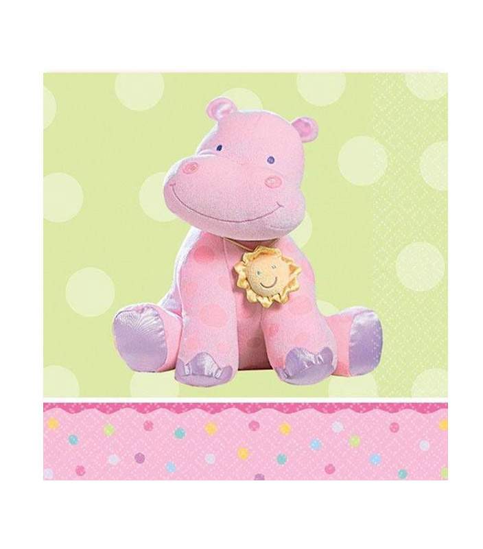 Χαρτοπετσέτες με ροζ Ιπποπόταμο (16 τεμ)