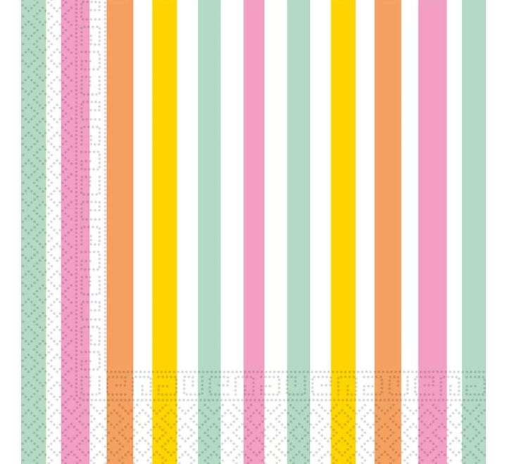Χαρτοπετσέτες με Ρίγες παστέλ χρώματα (20 τεμ)