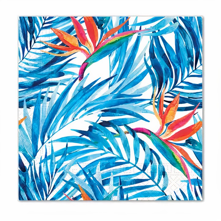 Χαρτοπετσέτες μπλε Τροπικά Λουλούδια (20 τεμ)