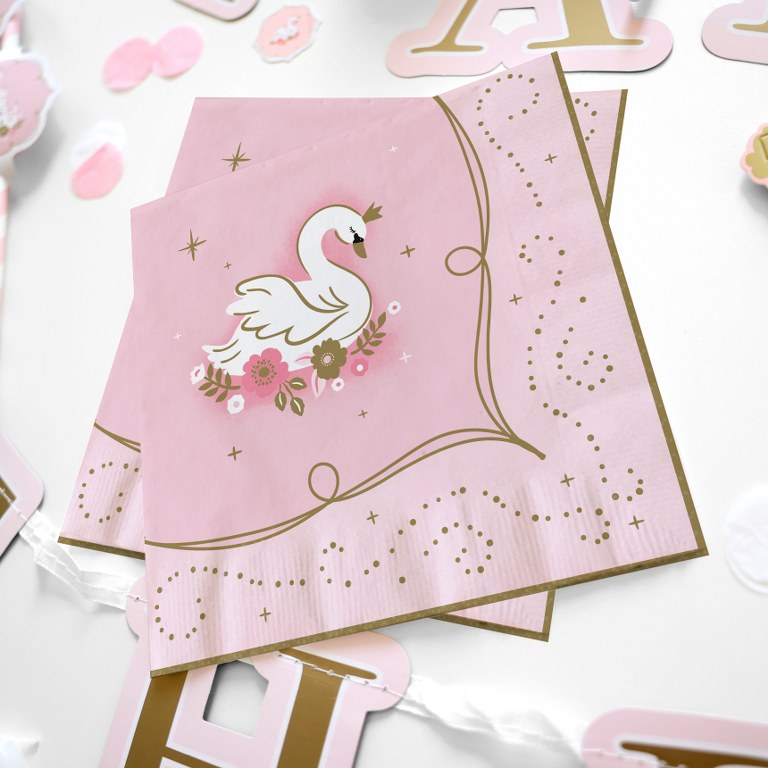 Χαρτοπετσέτες πάρτυ Κύκνος - Πριγκίπισσα (16 τεμ)