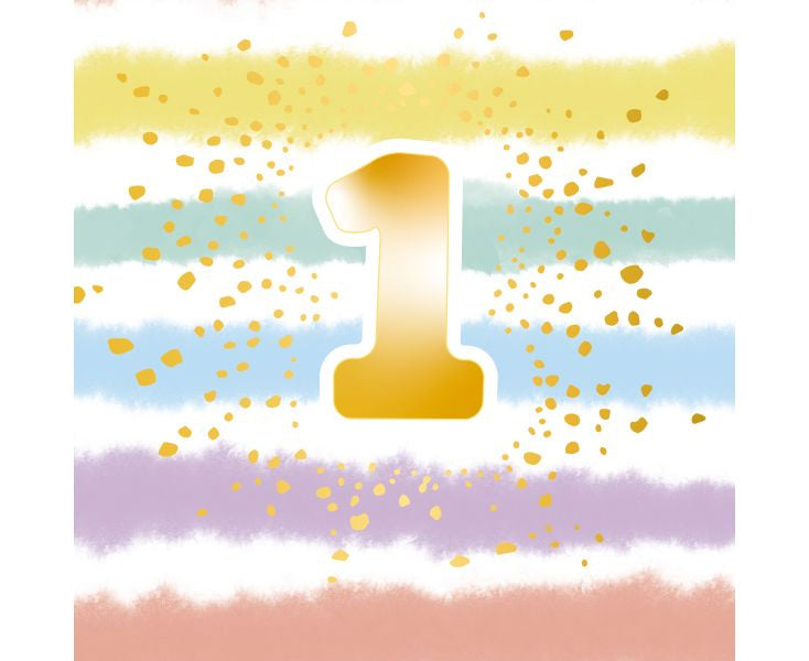 Χαρτοπετσέτες φαγητού 1st Birthday - Rainbow (16 τεμ)