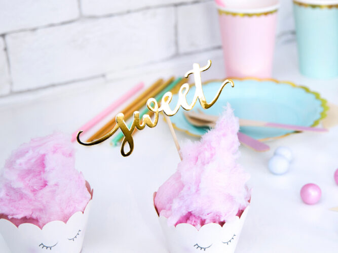 Χρυσά Cupcake toppers Love-Sweet-Yum (6 τεμ)