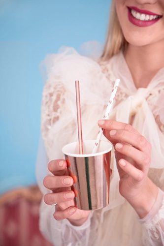 Χρυσά πουά Καλαμάκια χάρτινα (10 τεμ)