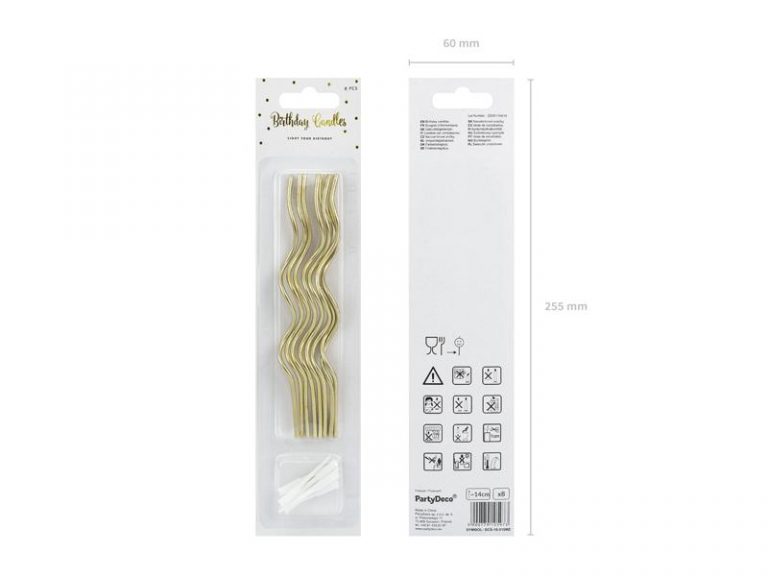 Χρυσά ψηλά κεράκια Curl (8 τεμ)