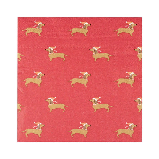 Χριστουγεννιάτικες Χαρτοπετσέτες με Σκυλάκι Λουκάνικο (16 τεμ)