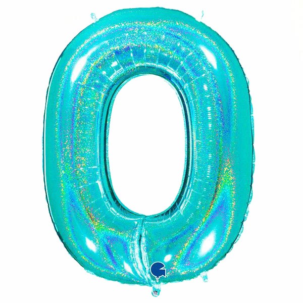 Μπαλόνια Αριθμοί Τιρκουάζ με γκλίτερ 100 cm – 40″