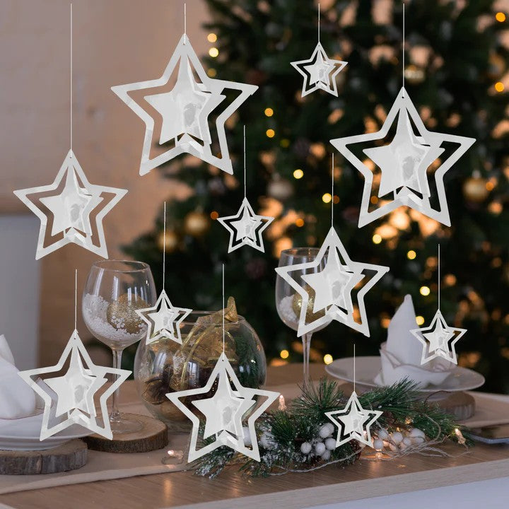 Διακοσμητικά Αστέρια ασημί 3D (11 τεμ)