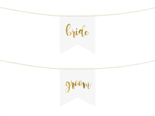 Διακοσμητικά καρέκλας γάμου Bride & Groom - Λευκά