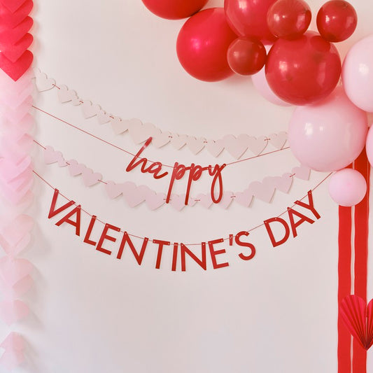 Διακοσμητική Γιρλάντα "Happy Valentine's Day" με καρδιές