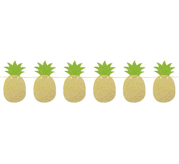 Διακοσμητική γιρλάντα με γκλίτερ Ανανάς- πράσινα φύλλα