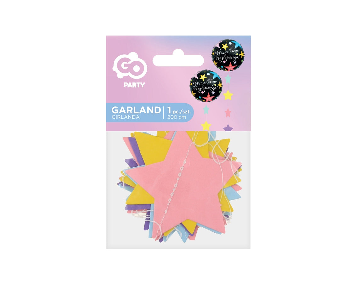 Διακοσμητική Γιρλάντα με παστέλ Αστέρια 200cm