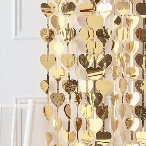 Διακοσμητική Κουρτίνα Backdrop με χρυσές καρδιές