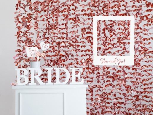 Διακοσμητική Κουρτίνα Backdrop με rosegold Λουλούδια