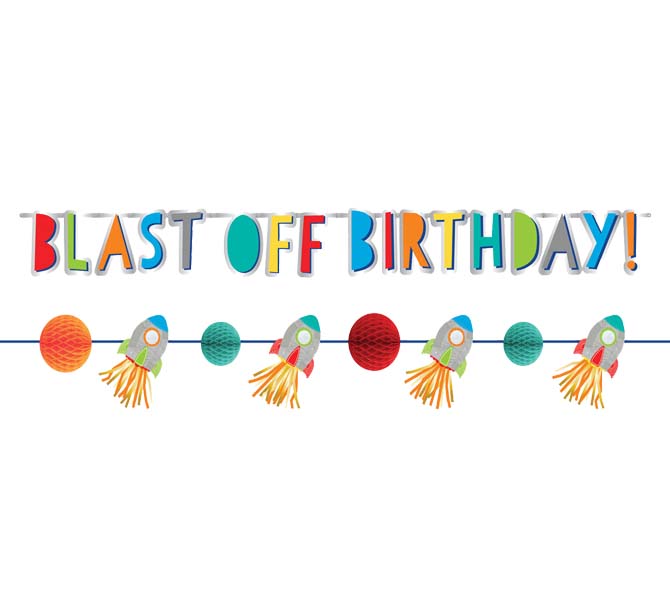 Διακοσμητικό Μπάνερ Διάστημα "Blast- off Birthday"