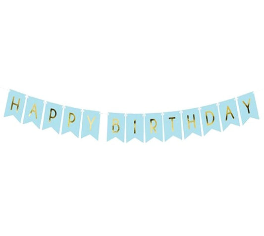Διακοσμητικό μπάνερ γαλάζιο "Happy birthday