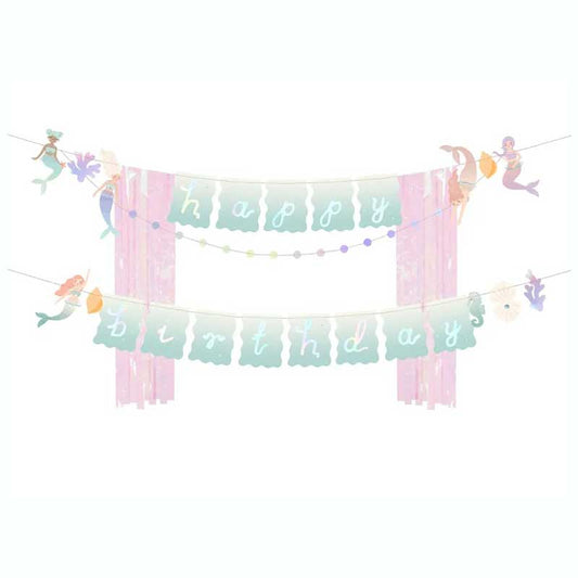 Γιρλάντα Happy Birthday - Γοργόνα Παστέλ 430cm