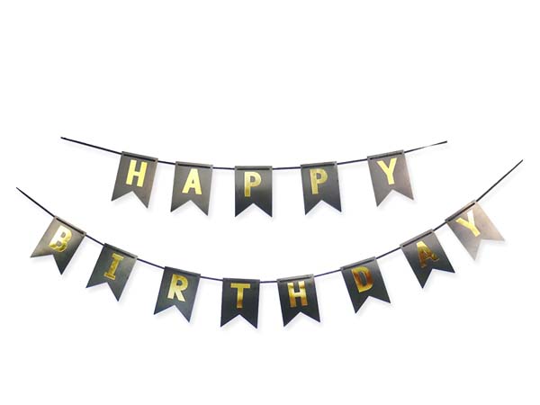 Διακοσμητικό μπάνερ μαύρο "Happy birthday"