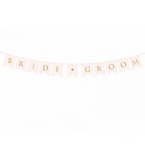Διακοσμητικό μπάνερ ροζ "Bride - Groom"