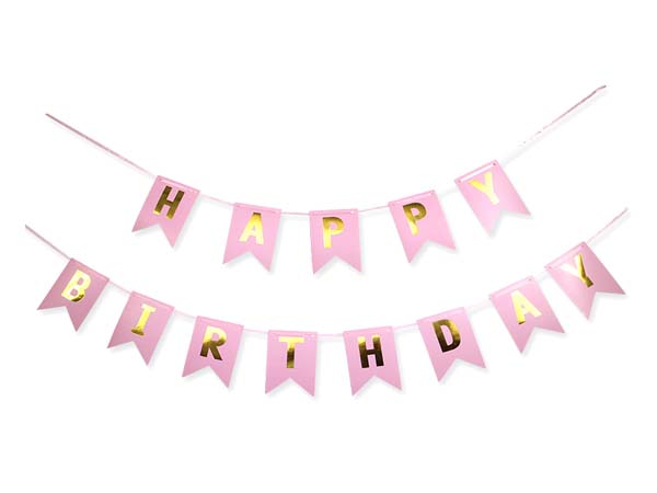 Διακοσμητικό μπάνερ ροζ "Happy birthday"