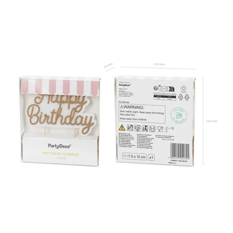 Κεράκι Τούρτας - Happy Birthday (Χρυσό)