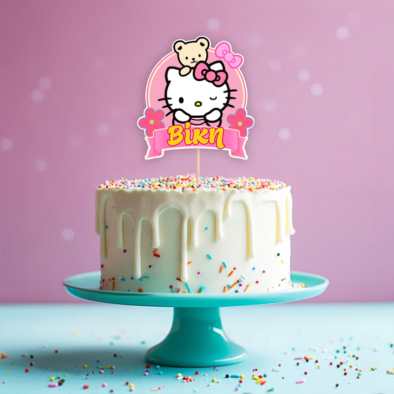 Διακοσμητικό Topper Τούρτας με όνομα - Hello Kitty