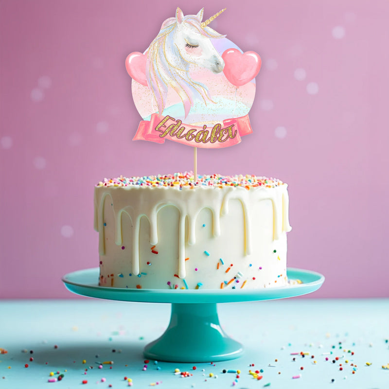 Διακοσμητικό Topper Τούρτας με όνομα - Μονόκερος