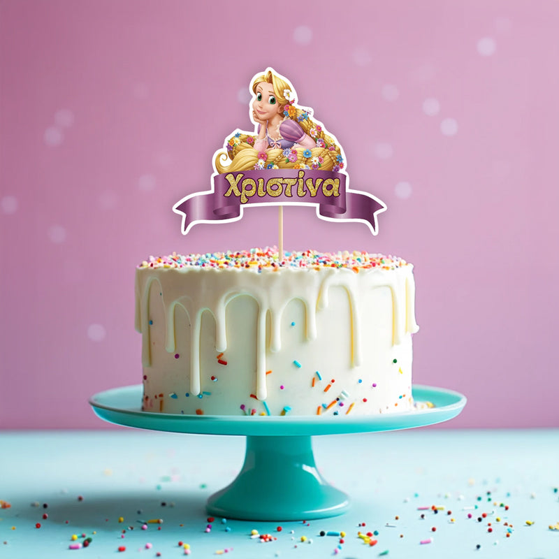 Διακοσμητικό Topper Τούρτας με όνομα - Ραπουνζέλ