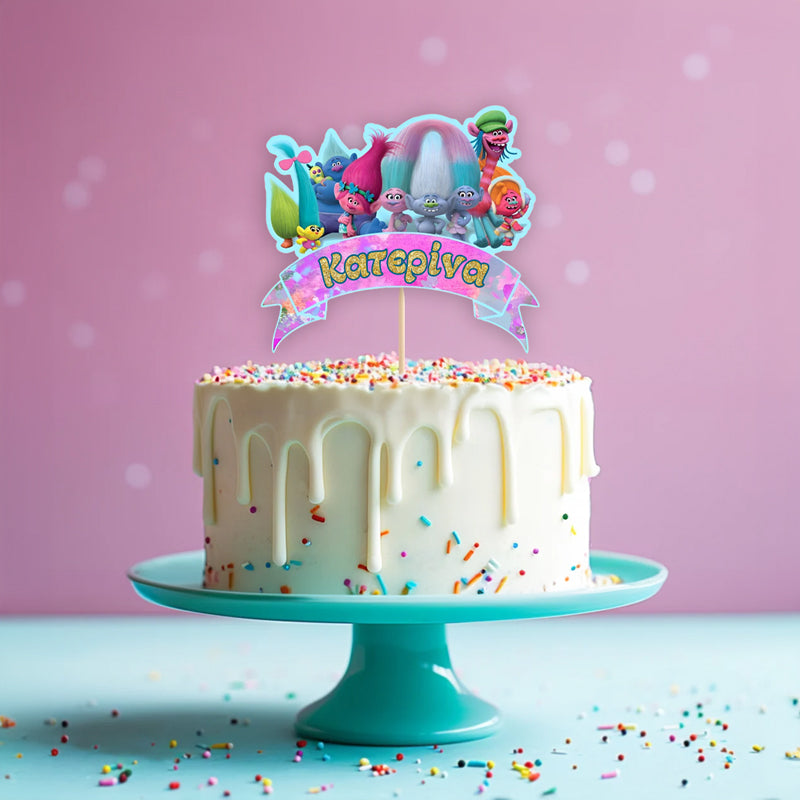 Διακοσμητικό Topper Τούρτας με όνομα - Trolls