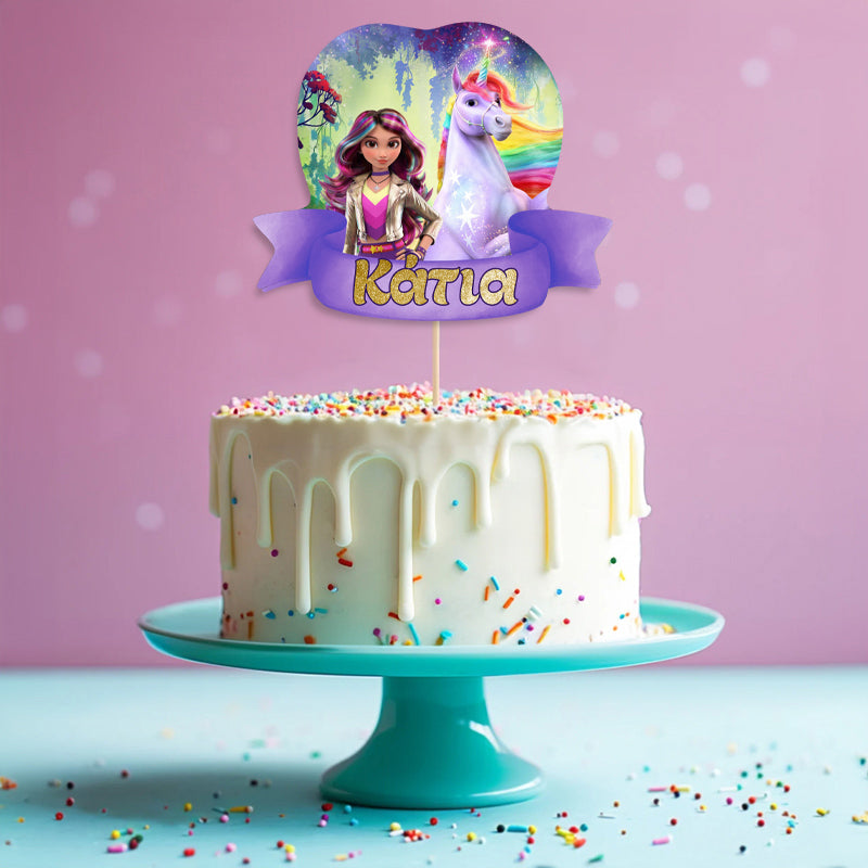 Διακοσμητικό Topper Τούρτας με όνομα - Unicorn Academy