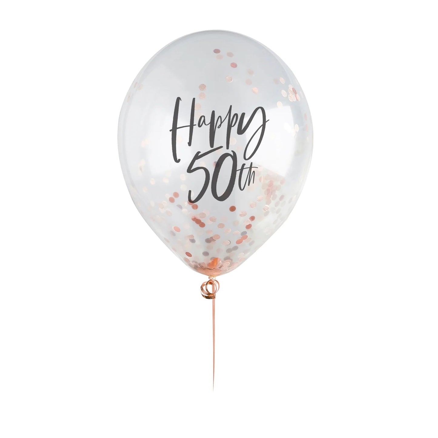 Διάφανα Μπαλόνια 'Happy 50th' με rosegold κομφετί (5 τεμ)