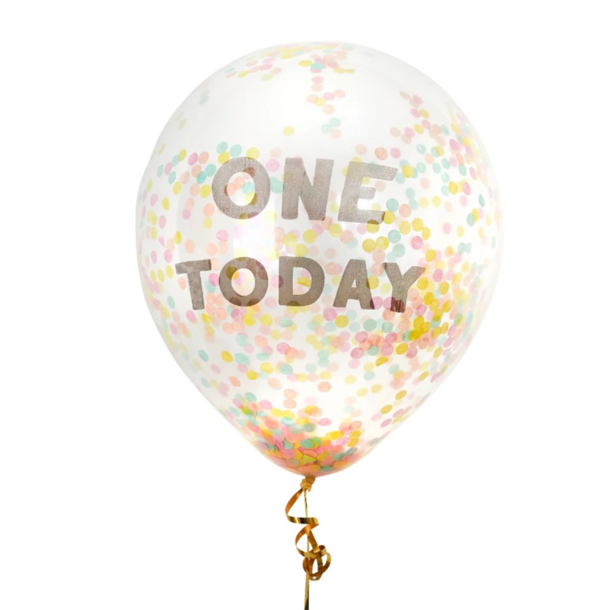 Διάφανα Μπαλόνια 'One Today' με πολύχρωμο κομφετί (5 τεμ)