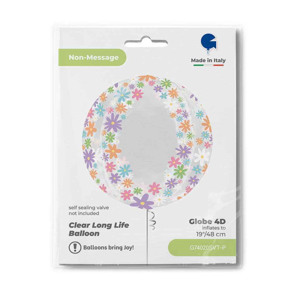 Διάφανο Μπαλόνι πολύχρωμες Μαργαρίτες 19'