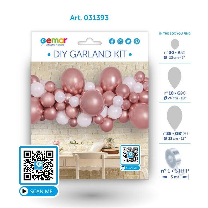 DIY Rosegold Γιρλάντα με Μπαλόνια (65 τεμ)