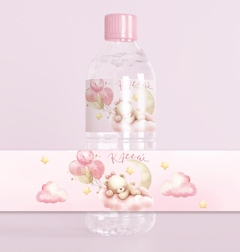 Ετικέτες για μπουκάλια νερού - Αρκουδάκι κορίτσι (8 τεμ)
