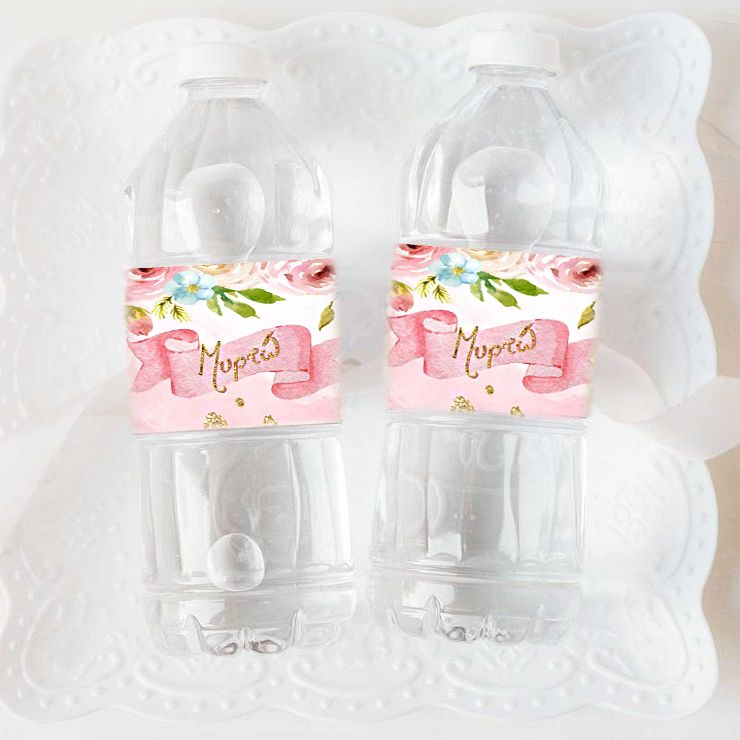 Ετικέτες για μπουκάλια νερού Φλοράλ (8 τεμ)