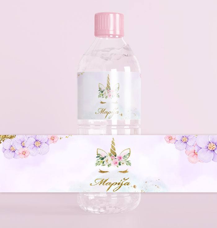 Ετικέτες νερού Μονόκερος Φλοράλ (8 τεμ)