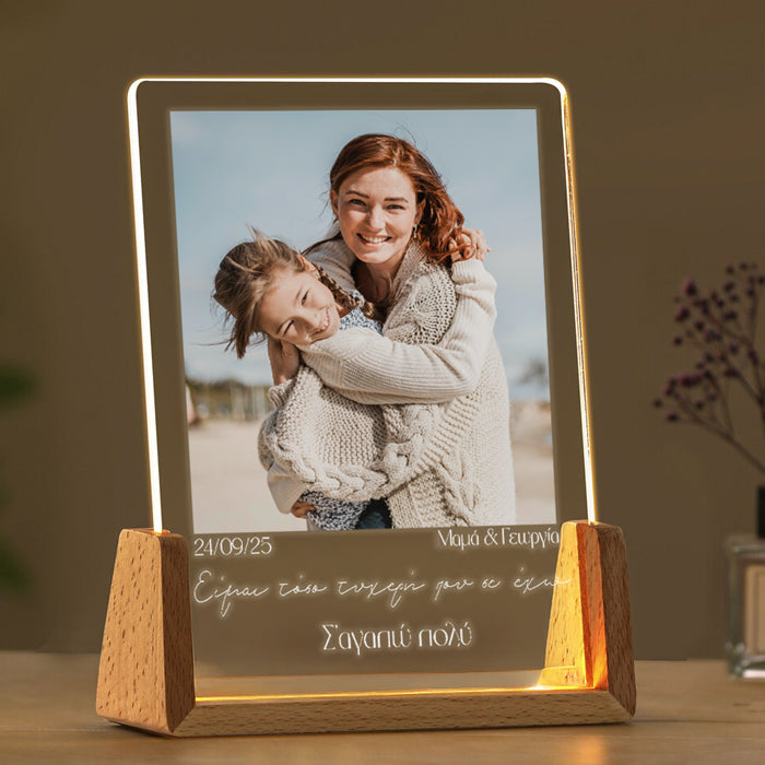 Φωτιστικό led με φωτογραφία για Μαμά - Τύχη