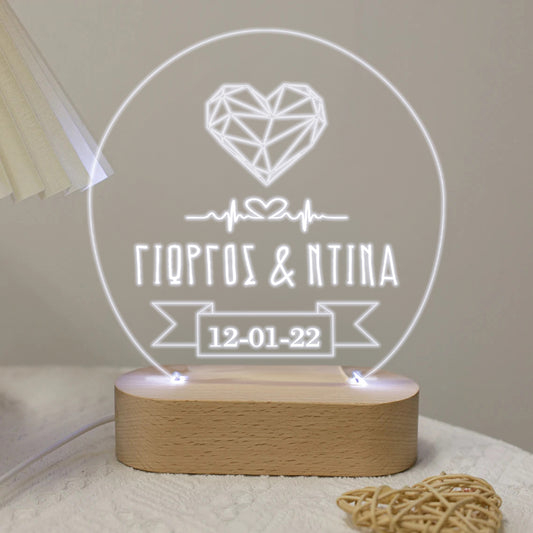 Φωτιστικό led plexiglass - Diamond Heart