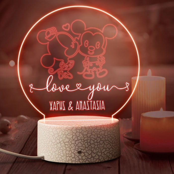 Φωτιστικό led plexiglass - Mickey & Minnie