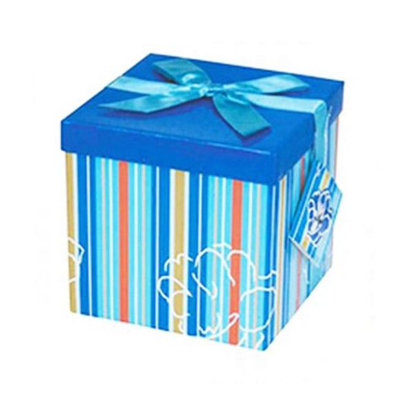 Γαλάζιο Κουτί δώρου με ρίγες