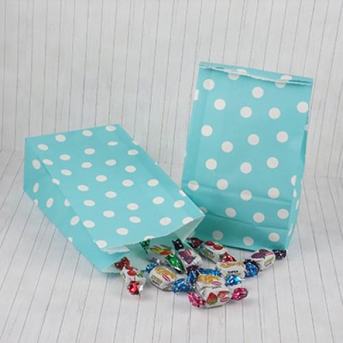 Γαλάζιο πουά σακουλάκι για δωράκια