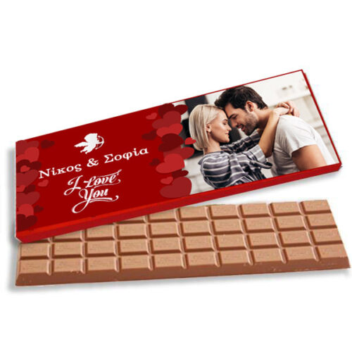 Γίγας σοκολάτα Βαλεντίνου με Ονόματα και Φωτογραφία